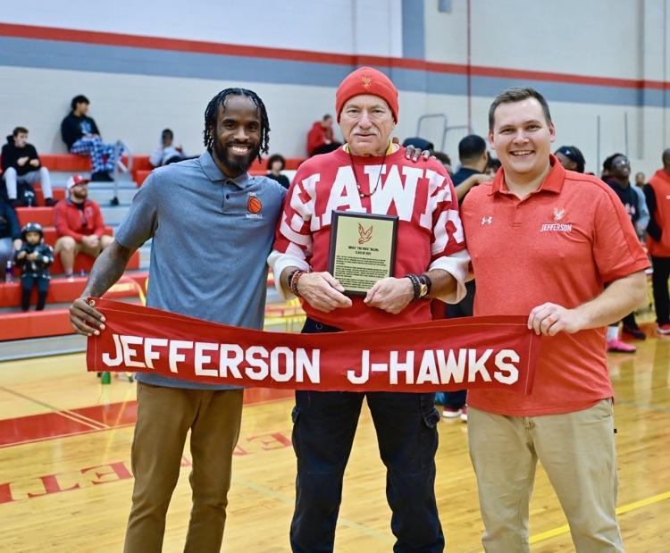 Head Coach LC Robinson, Hall of Fame Inductee Bruce Beling, and Athletic Director Zach Larson