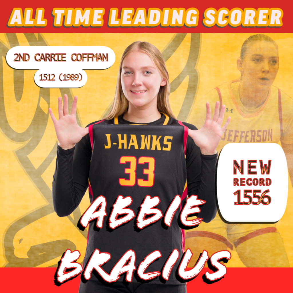 🎉 HISTORY MADE at Jefferson! 🎉 Abbie Bracius is officially the all-time leading scorer in Jefferson High School history!