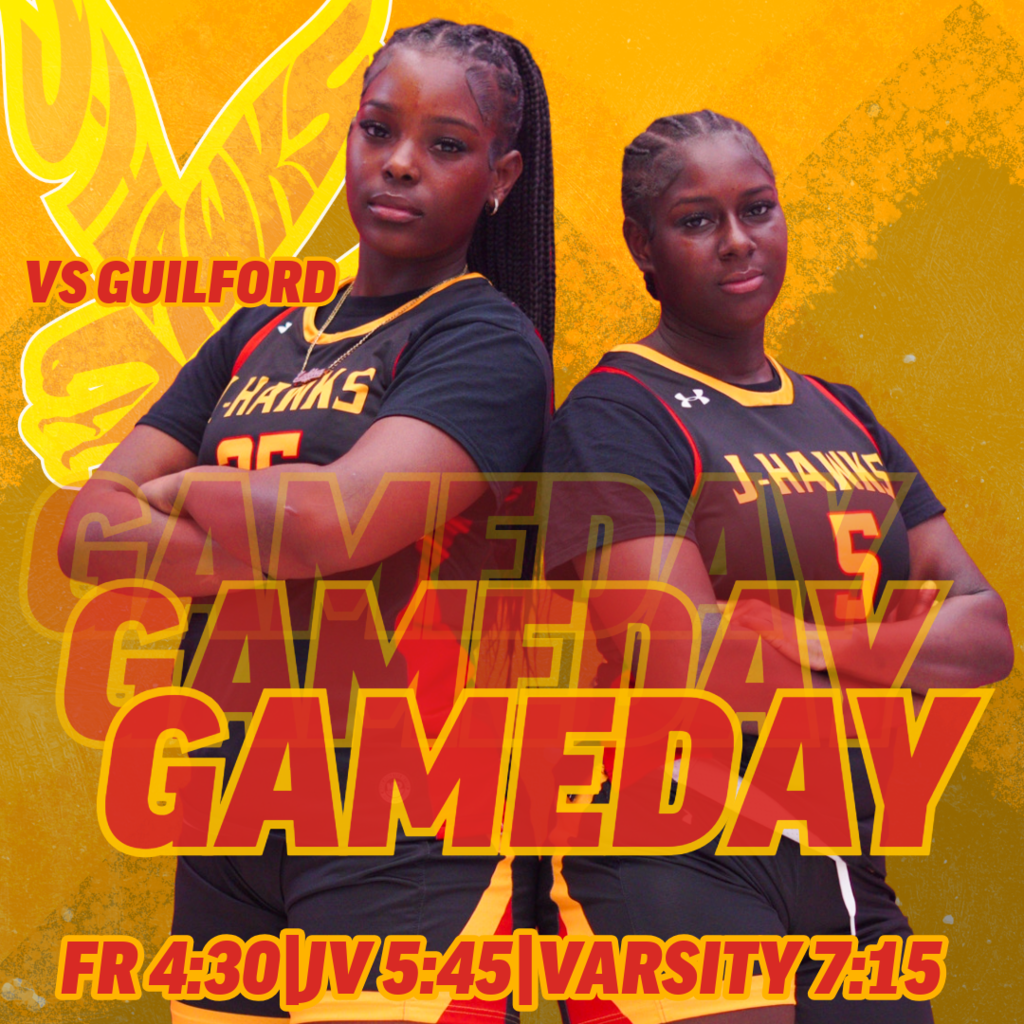 🟥🟨 GAMEDAY | GIRLS BASKETBALL 🟨🟥 It’s game night at home for the J-Hawks! 🏀🔥  🆚 Guilford 📍 HOME  ✨ THEME NIGHT: GLOW NIGHT 💥 Wear your NEON colors and light up the gym!  ⏰ FR: 4:30 PM ⏰ JV: 5:45 PM ⏰ Varsity: 7:15 PM  🎯 HALFTIME ACTIVITY: Half-court shot to WIN A TV! 📺 ➡️ Must be registered ➡️ Must be seated in the student section  Pack the gym and glow in red, gold, and neon! #FlyWithUs #JHawks #GameDay  —  🟥🟨 DÍA DE JUEGO | BALONCESTO FEMENIL 🟨🟥 ¡Noche de juego en casa para las J-Hawks! 🏀🔥  🆚 Guilford 📍 EN CASA  ✨ NOCHE TEMÁTICA: NOCHE GLOW 💥 ¡Usa tus colores neón y enciende el gimnasio!  ⏰ FR: 4:30 PM ⏰ JV: 5:45 PM ⏰ Varsity: 7:15 PM  🎯 ACTIVIDAD DE MEDIO TIEMPO: Tiro de media cancha para ¡GANAR UNA TV! 📺 ➡️ Debe estar registrado/a ➡️ Debe estar sentado/a en la sección estudiantil  ¡Llena el gimnasio y apoya a las J-Hawks! #VuelaConNosotros #JHawks #DíaDeJuego