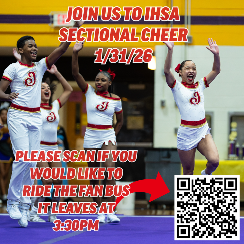 🟥🟨 J-HAWKS CHEER — SECTIONAL SEND-OFF! 🟨🟥  Staff and students are invited to join us and support our J-Hawks Cheer team as they compete at the IHSA Sectional Cheer Competition at Dundee-Crown! 📣✨  🚌 Bus Departure: Tomorrow (1/31/26) at 3:30 PM 📍 Destination: Dundee-Crown High School  Let’s show up strong and bring the school spirit as our cheerleaders take the floor! #FlyWithUs #JHawks #IHSASectional