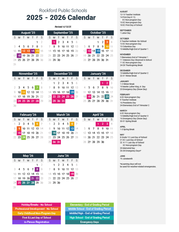 25-26 Academic Calendar