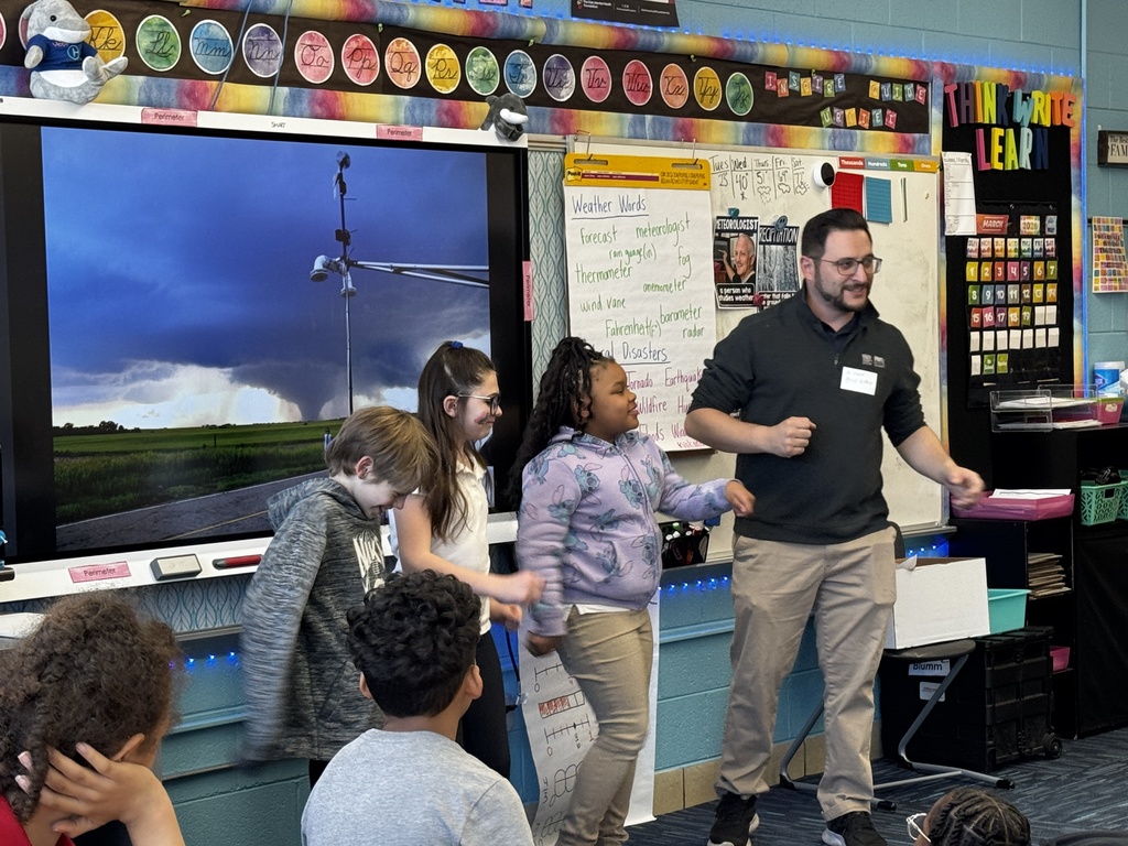 Joey Marino called three students up to model how hail forms