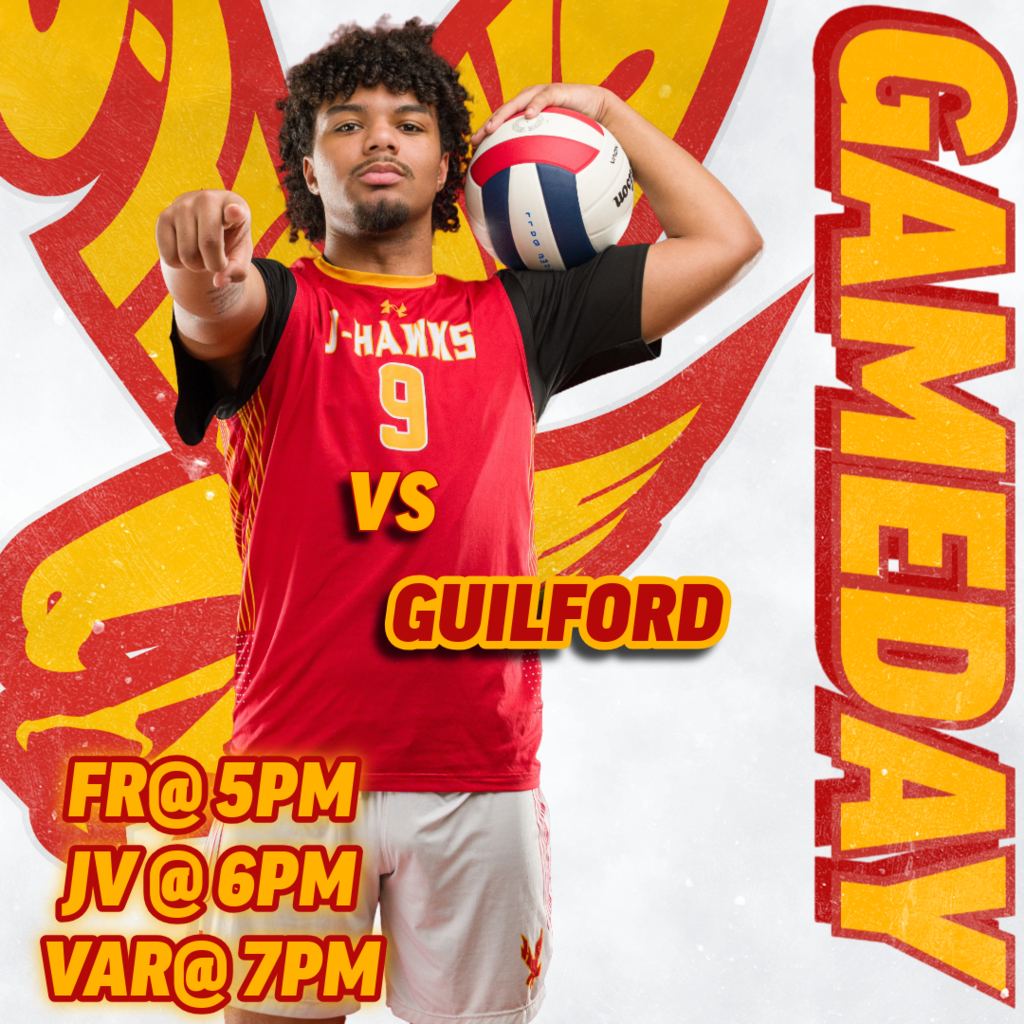 GAMEDAY 🏐  Your J-Hawk Boys Volleyball squad is on the road tonight at Guilford!  🆚 Guilford 📍 Away 📅 3/24/26  ⏰ FR – 5:00 PM ⏰ JV – 6:00 PM ⏰ VAR – 7:00 PM  Let’s pack the gym and bring the energy on the road! 💪🔥  #FlyWithUs #VuelaConNosotros