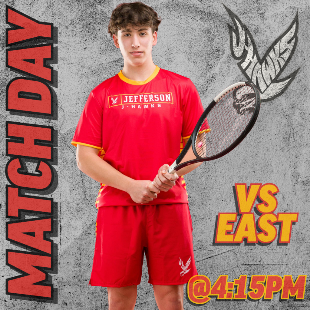 🟥🟨 MATCH DAY – J-Hawks Boys Tennis 🟨🟥  The J-Hawks are back on the court at home today!  🆚 East 📍 Home Courts ⏰ 4:15 PM  Come out and support as we defend home court!  #FlyWithUs #VuelaConNosotros