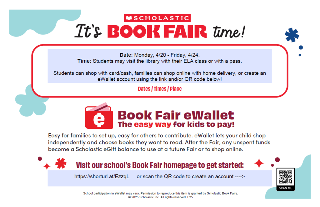 Kennedy Scholastic Book fair info