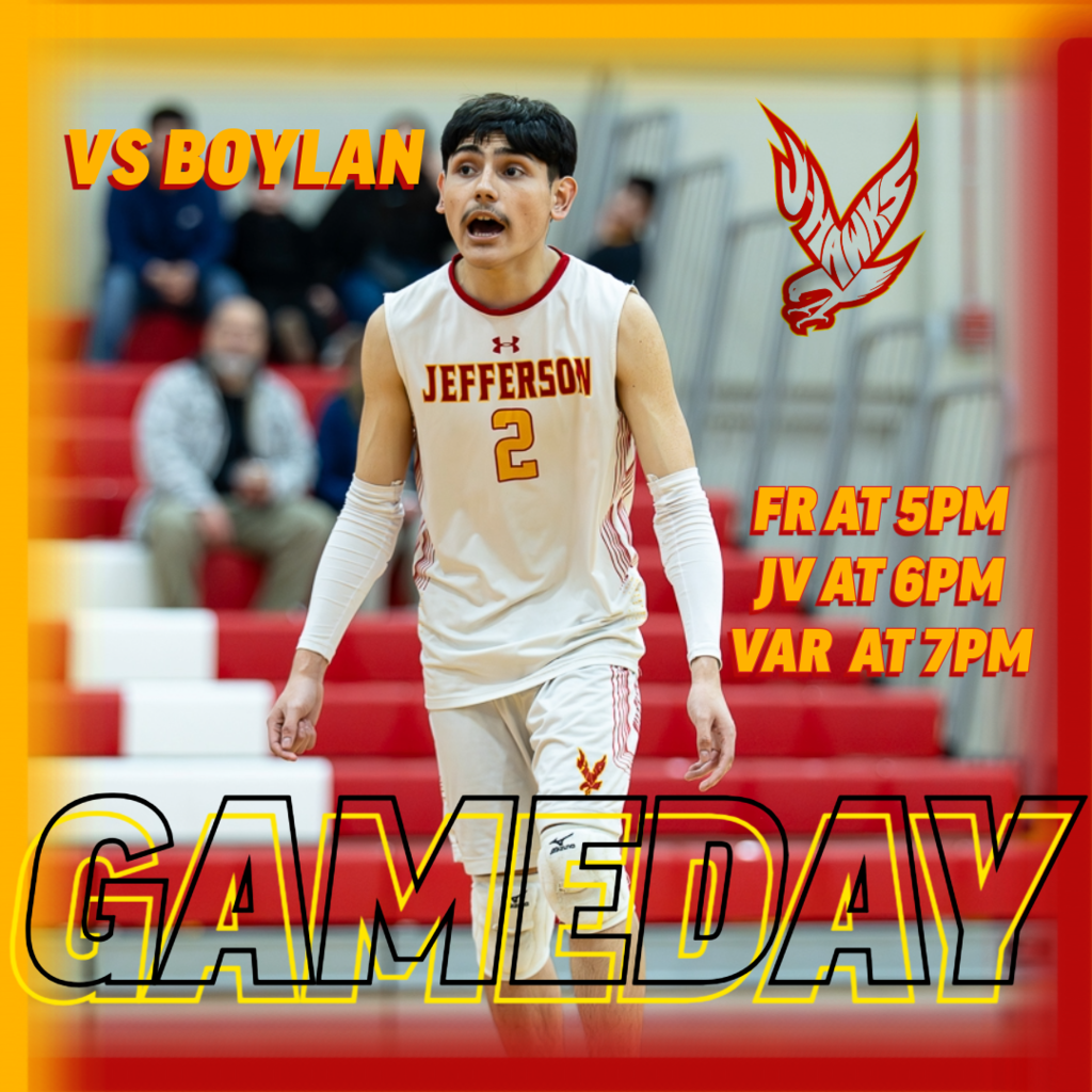 🟥🟨 GAME DAY – J-HAWK VOLLEYBALL 🟨🟥  It’s a HOME MATCH NIGHT as the J-Hawks take on Boylan in the main gym!  Match Schedule: Freshman – 5:00 PM JV – 6:00 PM Varsity – 7:00 PM  Bring the energy and pack the gym as our J-Hawks defend home court!  🎟️ Student Section Reminder: Check in by 6:45 PM for a chance to earn J-Hawks Bucks!  Let’s show up loud and proud in red & gold and support our squad all night long!  #FlyWithUs #VuelaConNosotros