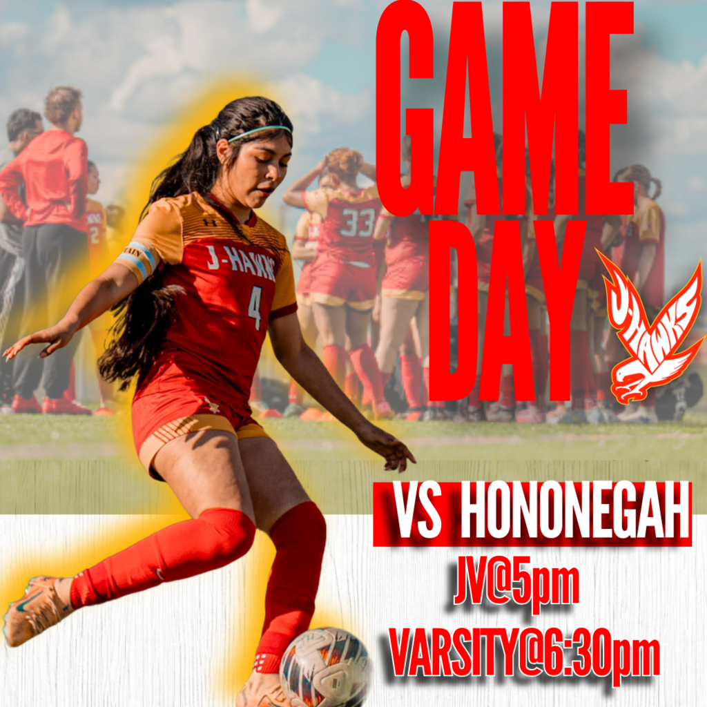 🟥🟨 GAME DAY – GIRLS SOCCER  The J-Hawks are on the road tonight as they take on Hononegah in a NIC-10 matchup!  📍 Away @ Hononegah ⏰ JV: 5:00 PM ⏰ Varsity: 6:30 PM  Let’s bring the energy and support our J-Hawks as they compete on the road!  #FlyWithUs #VuelaConNosotros