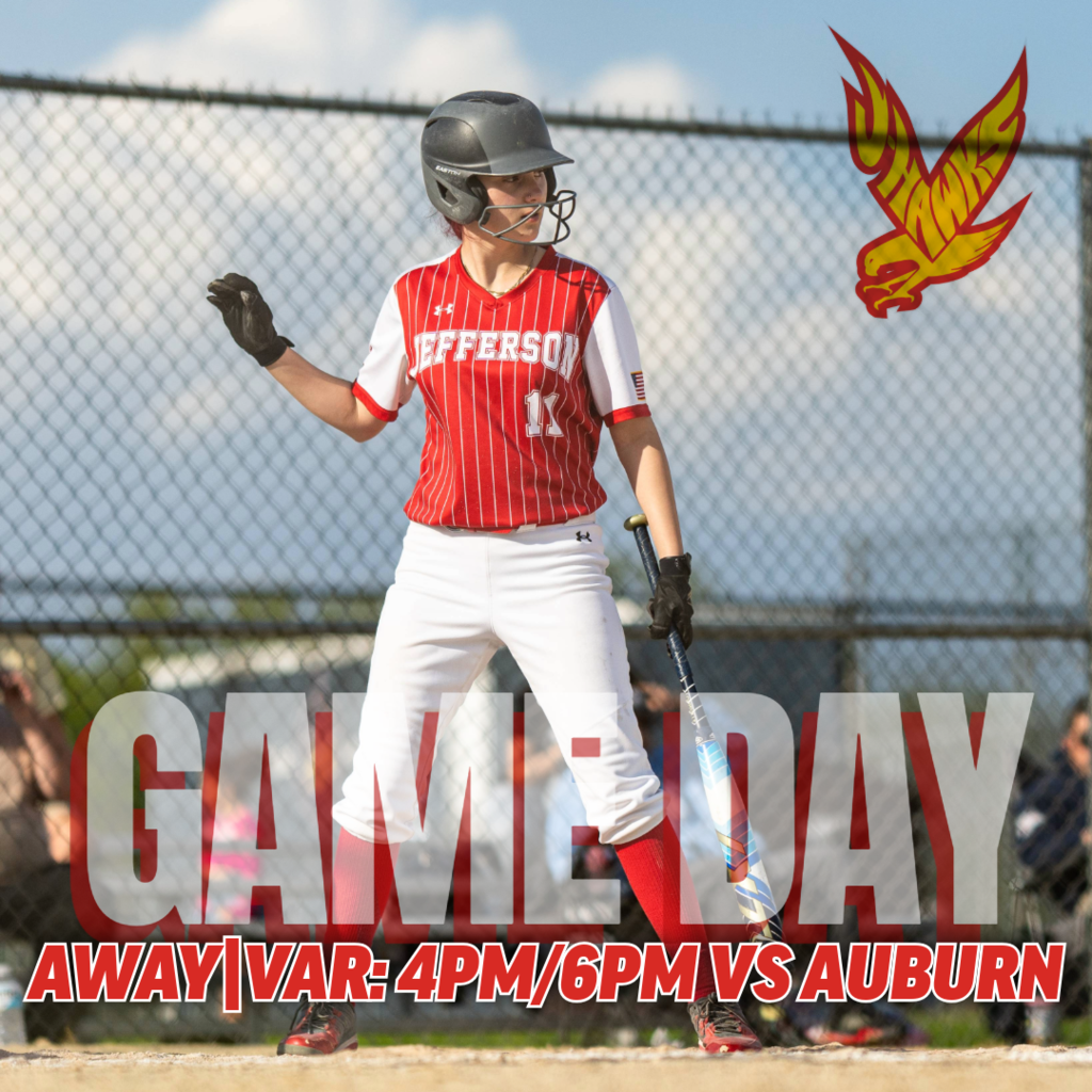 🟥🟨 GAME DAY UPDATE 🟨🟥  It’s a doubleheader on the road for the J-Hawks!  Jefferson Softball takes on Auburn High School in a two-game matchup this evening.  🆚 Auburn 📍 Away Game ⏰ 4:00 PM & 6:00 PM  Two chances to compete—let’s bring the energy from first pitch to final out!  Let’s go J-Hawks! 💪 #FlyWithUs