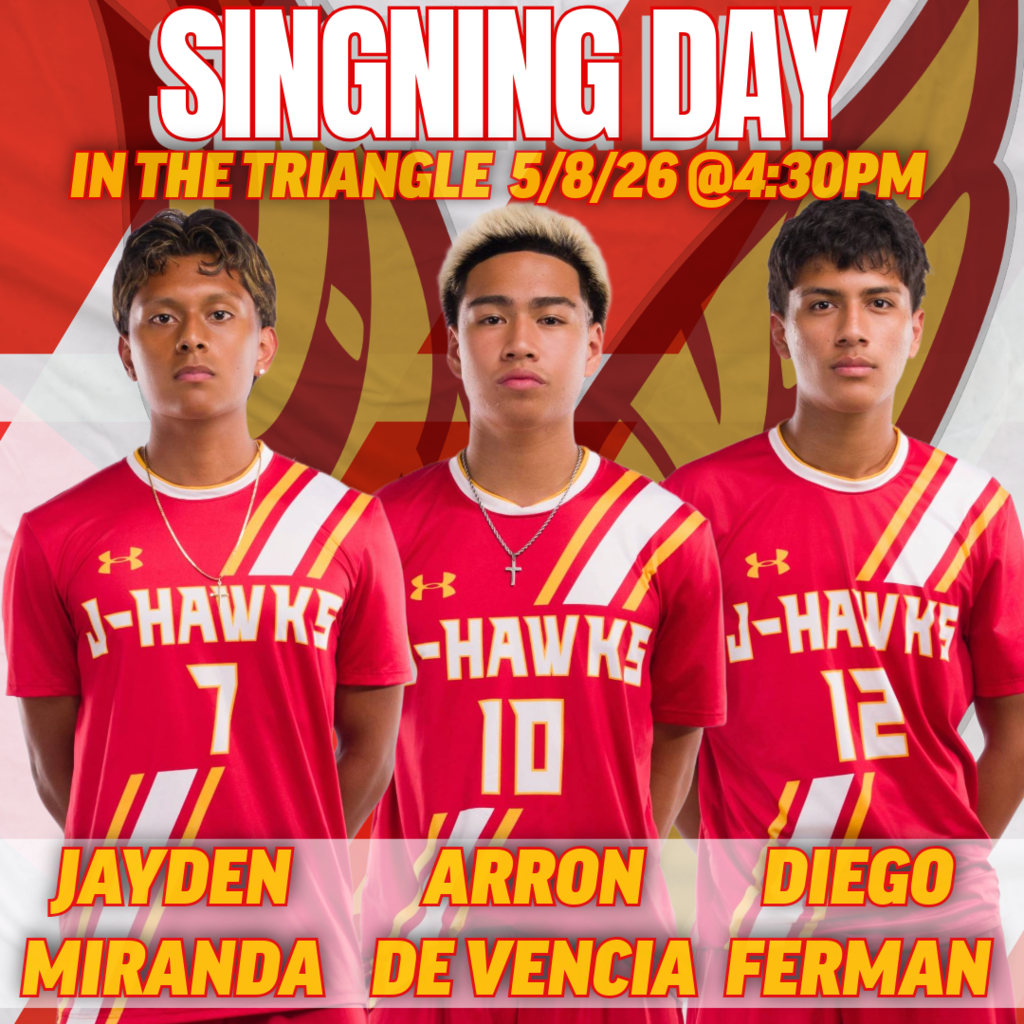 🟥🟨 Jefferson Athletics is proud to celebrate three outstanding J-Hawks continuing their academic and athletic careers at Rock Valley College!  Join us for a special Signing Day Ceremony honoring:  ⚽ Jayden Miranda ⚽ Arron De Venecia ⚽ Diego Ferman  📍 The Triangle 📅 Thursday, May 8 ⏰ 4:30 PM  Come out and support these student-athletes as they take the next step in their soccer journey at RVC. Congratulations to all three players, their families, teammates, and coaches on this incredible achievement!  #FlyWithUs #VuelaConNosotros