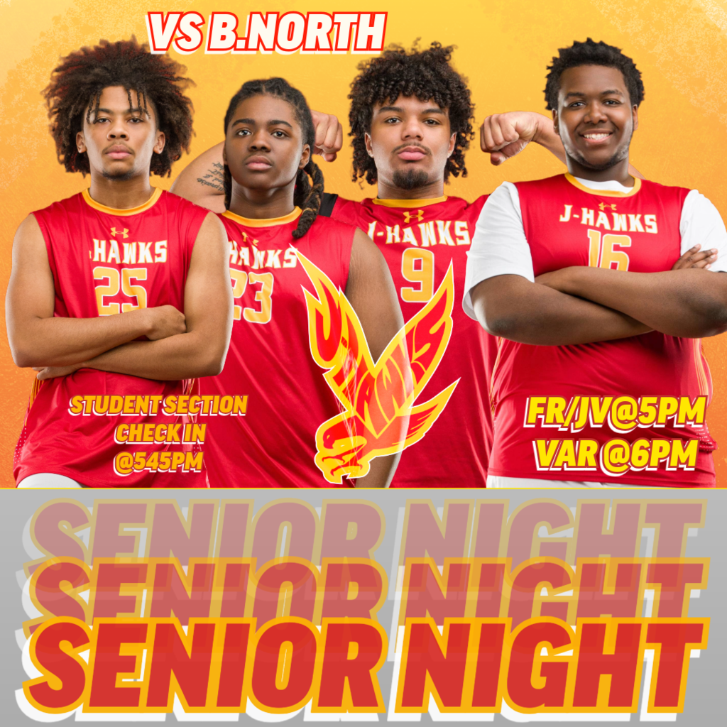   🟥🟨 BOYS VOLLEYBALL SENIOR NIGHT 🟥🟨  Join us tonight as Jefferson Boys Volleyball celebrates Senior Night! Come out and support the J-Hawks as they take on Auburn in an exciting night of volleyball and recognition.  🏐 FR/JV Matches: 5:00 PM 🏐 Varsity Match: 6:00 PM 🎓 Senior Ceremony: Immediately following the JV match 🎉 Student Section Check-In: 5:45 PM  Tonight we proudly recognize our seniors:  🎓 De'Anglos Roby 🎓 Devin Richmond 🎓 La Tauren Smith 🎓 David Reinders  Let’s pack the gym, bring the energy, and celebrate our seniors for their dedication and leadership in the J-Hawk program! ❤️💛  #FlyWithUs #VuelaConNosotros
