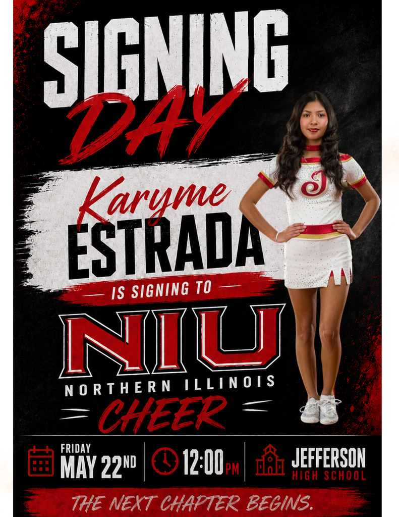 📣 SIGNING DAY ANNOUNCEMENT 📣  Join us as we celebrate Karime Estrada on her Signing Day! ✍️🎉  Karime will officially continue her academic and athletic journey in Cheer at Northern Illinois University and we couldn’t be more proud of her hard work, dedication, and commitment. ❤️💛  📍 The Triangle 🕛 12:00 PM  Come out and support Karime as she takes this exciting next step! ⚡️  #FlyWithUs #VuelaConNosotros
