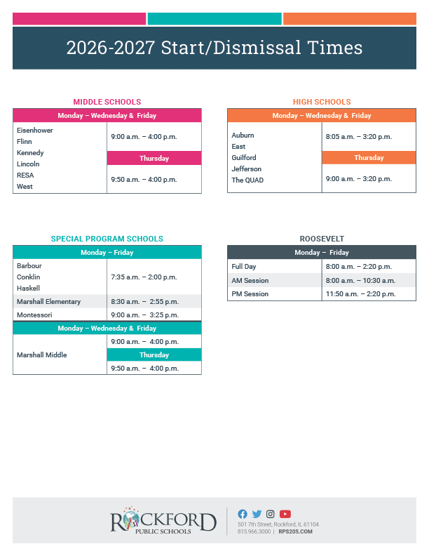 Start & Dismissal Times