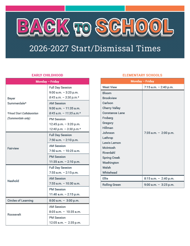 Start & Dismissal Times