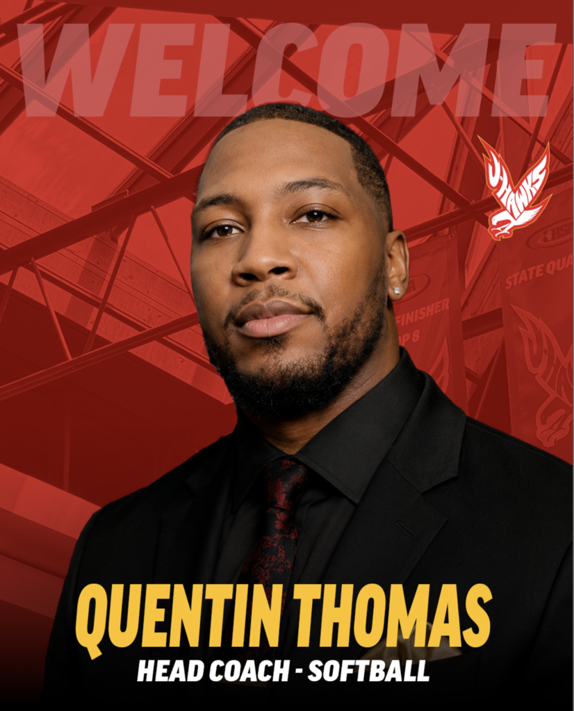 A welcome graphic introducing Quentin Thomas as Jefferson's head softball coach