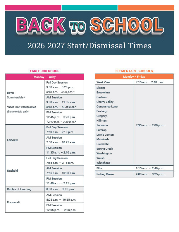 26-27 Start Dismissal Times