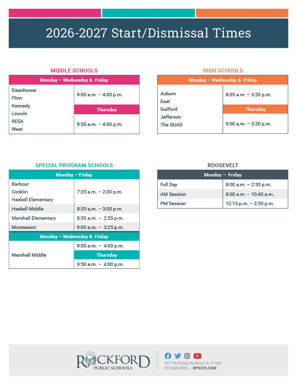 26-27 Start Dismissal Times