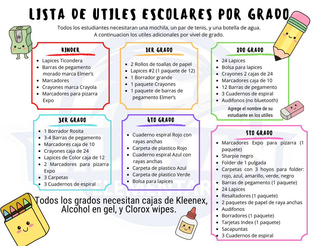 Spanish Supply List