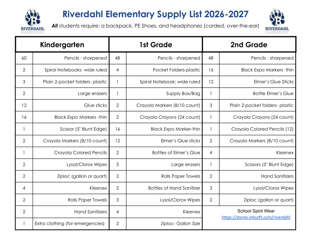 School Supply List