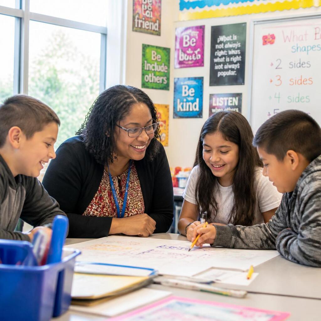 Paraprofessional with students