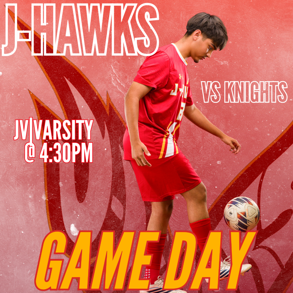🟥 🟨 ⚽ GAME DAY! J-Hawks Soccer vs Auburn Knights! ⚽ 🟨 🟥  Come out and support our J-Hawks as they take on the Auburn Knights!  📅 Match Schedule:  JV/Varsity kicks off at 4:30 PM Let's show our J-Hawks pride! Wear your red and yellow and cheer loud as our boys battle on the pitch. Don't miss the action!  #FlyWithUs #VuelaConNosotros 🦅⚽