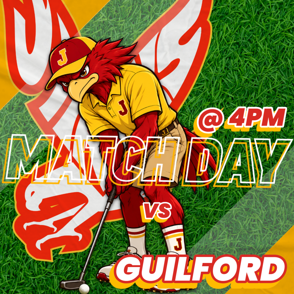 🟥 🟨 ⛳ MATCH DAY! J-Hawks Golf vs Guilford! ⛳ 🟨 🟥  Our J-Hawks golfers are ready to hit the links against Guilford!  📅 Tee Time:  4:00 PM start Come out and support our team as they take on the competition. Let's show our J-Hawks pride on the course!  #FlyWithUs #VuelaConNosotros 🦅⛳
