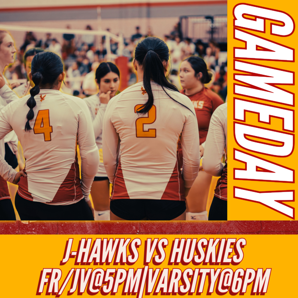 🟥 🟨 🏐 GAME DAY! J-Hawks Volleyball vs Harlem Huskies! 🏐 🟨 🟥  Come out and support our Lady J-Hawks as they take on the Harlem Huskies!  📅 Match Schedule:  Freshman/JV serves up at 5:00 PM  Varsity takes the court at 6:00 PM 🏠 HOME GAME  Let's pack the stands and show our J-Hawks pride! Wear your red and yellow and bring the energy. Don't miss the action!  #FlyWithUs #VuelaConNosotros #FN5GL #ENTRY @TMOBILE 🏐
