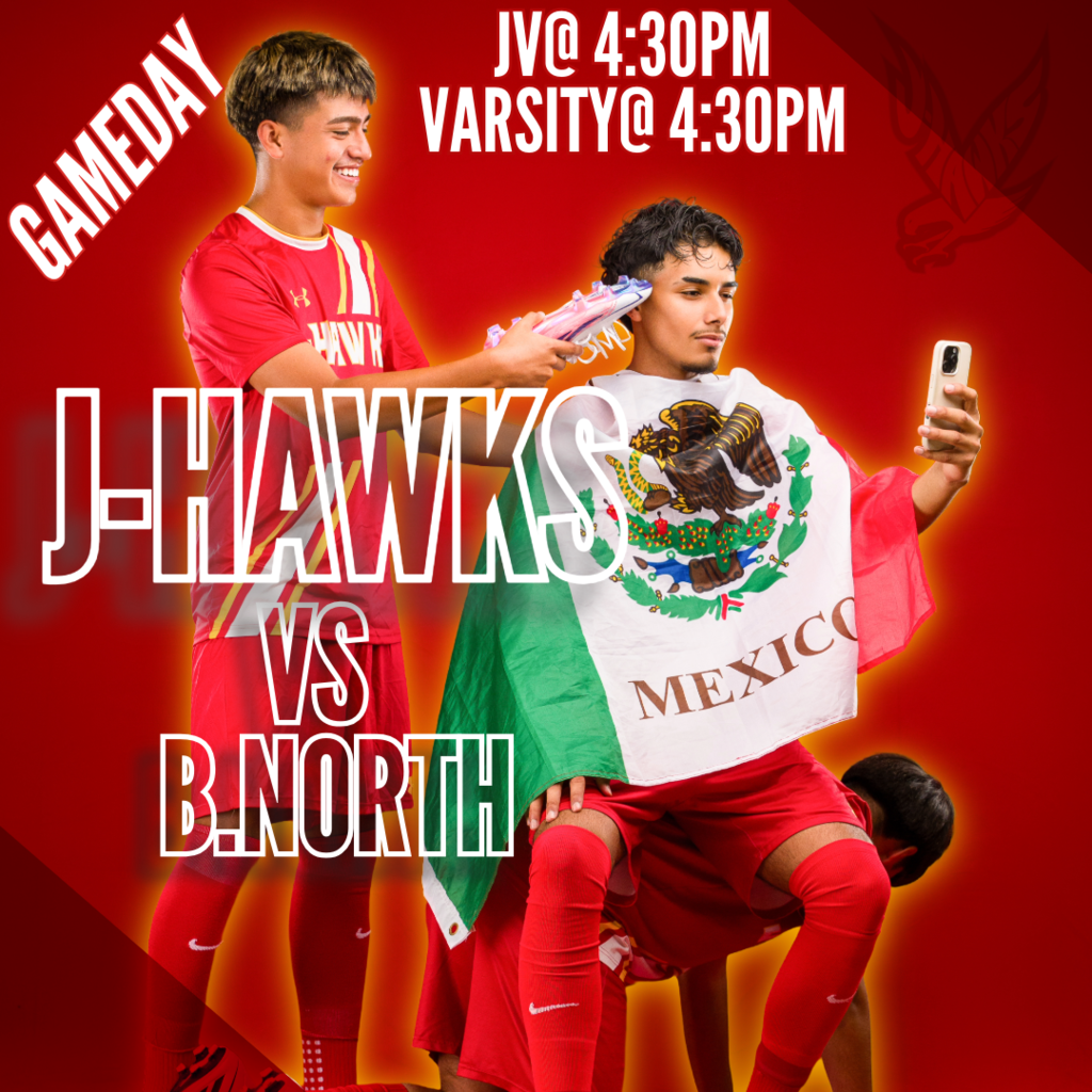 🟥 🟨 ⚽ GAME DAY! J-Hawks Soccer vs Belvidere North! ⚽ 🟨 🟥 Come out and support our J-Hawks as they take on Belvidere North! 📅 Match Schedule: JV kicks off at 4:30 PM Varsity takes the field at 4:30 PM 🏠 HOME GAME Let's pack the sidelines and show our J-Hawks pride! Wear your red and yellow and cheer loud as our boys battle on the pitch. Don't miss the action! #FlyWithUs #VuelaConNosotros #FN5GL #ENTRY @TMOBILE ⚽