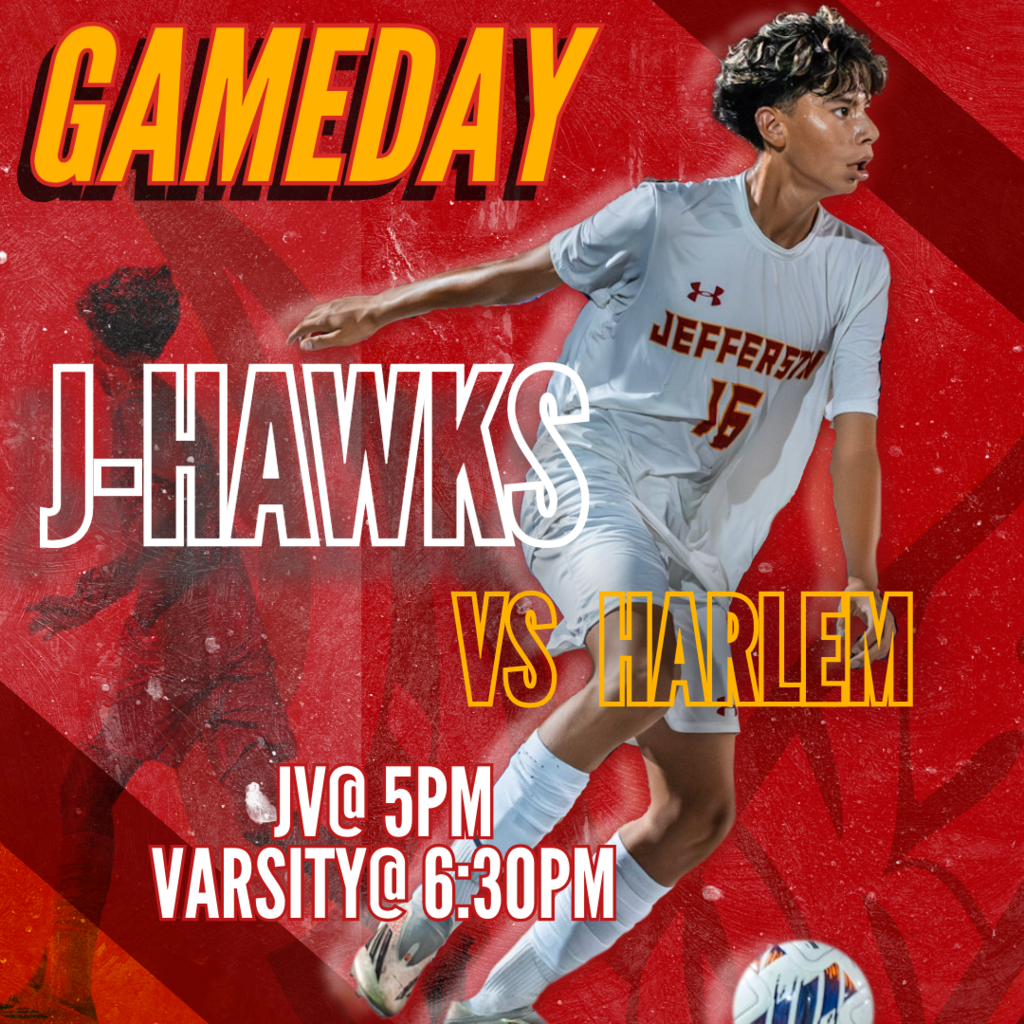 🟥 🟨 ⚽ GAME DAY! J-Hawks Soccer at Harlem! ⚽ 🟨 🟥 Our J-Hawks hit the road to take on Harlem! 📅 Match Schedule: JV kicks off at 5:00 PM Varsity takes the field at 6:30 PM 📍 AWAY GAME @ Harlem Let's travel and support our J-Hawks! Wear your red and yellow and cheer loud as our boys battle on the pitch. Don't miss the action! 📸 Shout out to @ncsflickss photography for capturing the moment! #FlyWithUs #VuelaConNosotros #FN5GL #ENTRY@TMOBILE 🦅⚽
