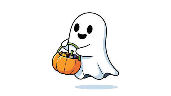 Ghose with pumpkin treat bag