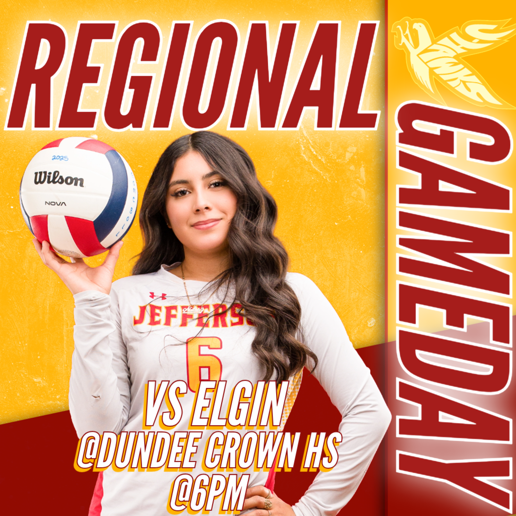 🟥 🟨 🏐 REGIONAL GAME DAY! J-Hawks Volleyball vs Elgin! 🏐 🟨 🟥 🏆 Regional playoff time! Our Lady J-Hawks are ready to take on Elgin. Game Details: Game time: 6:00 PM Location: Dundee Crown High School Travel with us and show your support! Wear your red and yellow and cheer on our J-Hawks! #FlyWithUs #VuelaConNosotros #Playoffs 🦅🏐