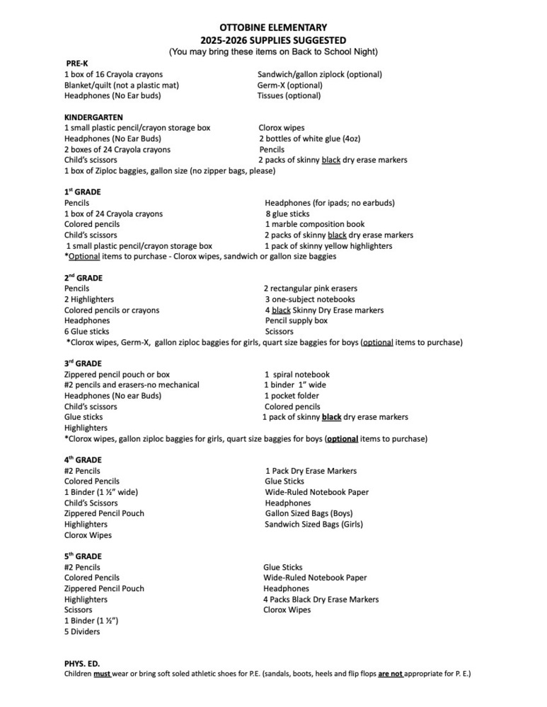 Supply List