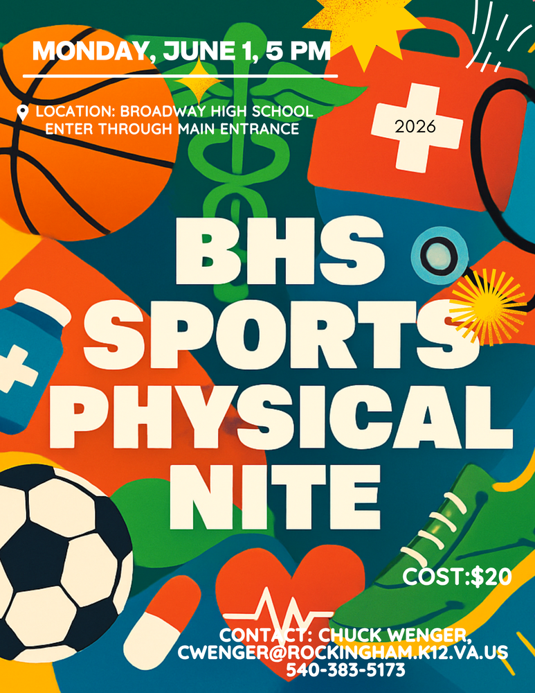 Flyer with information about the BHS Sports Physical Night