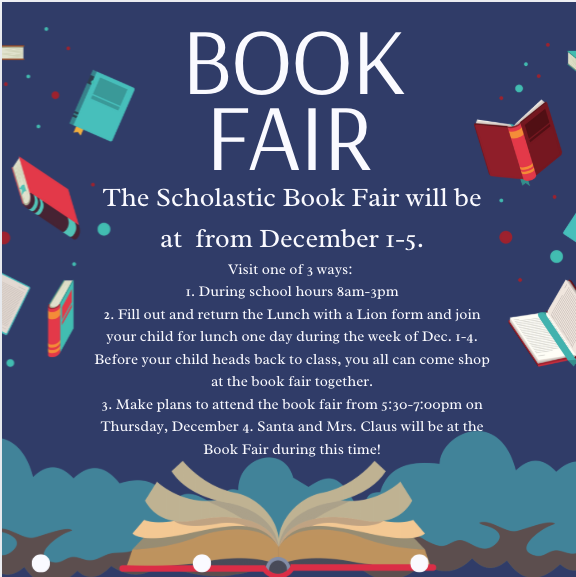 Books falling from the sky advertising the book fair