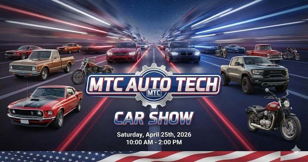 The Annual MTC Automotive Technology Program car show is scheduled for Saturday, April 25th, 2026, from 10am - 2pm!