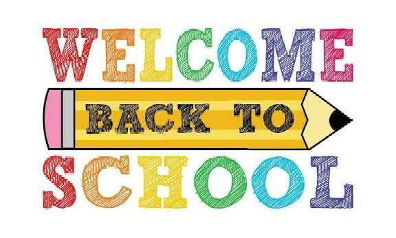 Colorful back to school  banner with a pencil drawing and block letters
