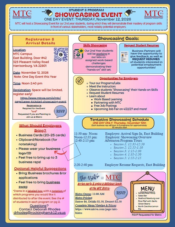 information for showcasing event at MTC for November 12, 2026