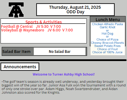 Daily Newsletter 8/21
