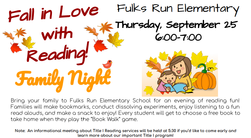 Picture of Family Reading night flyer 9/25/25