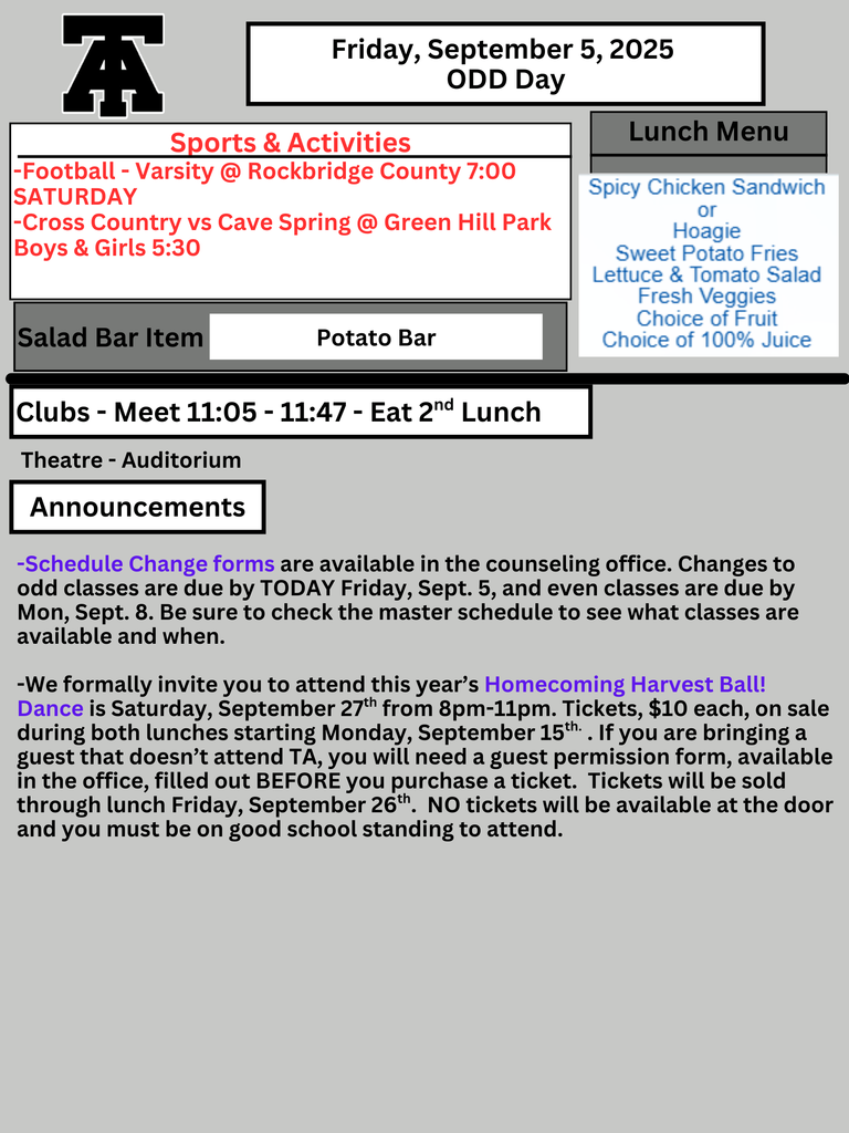 TAHS Daily Newsletter