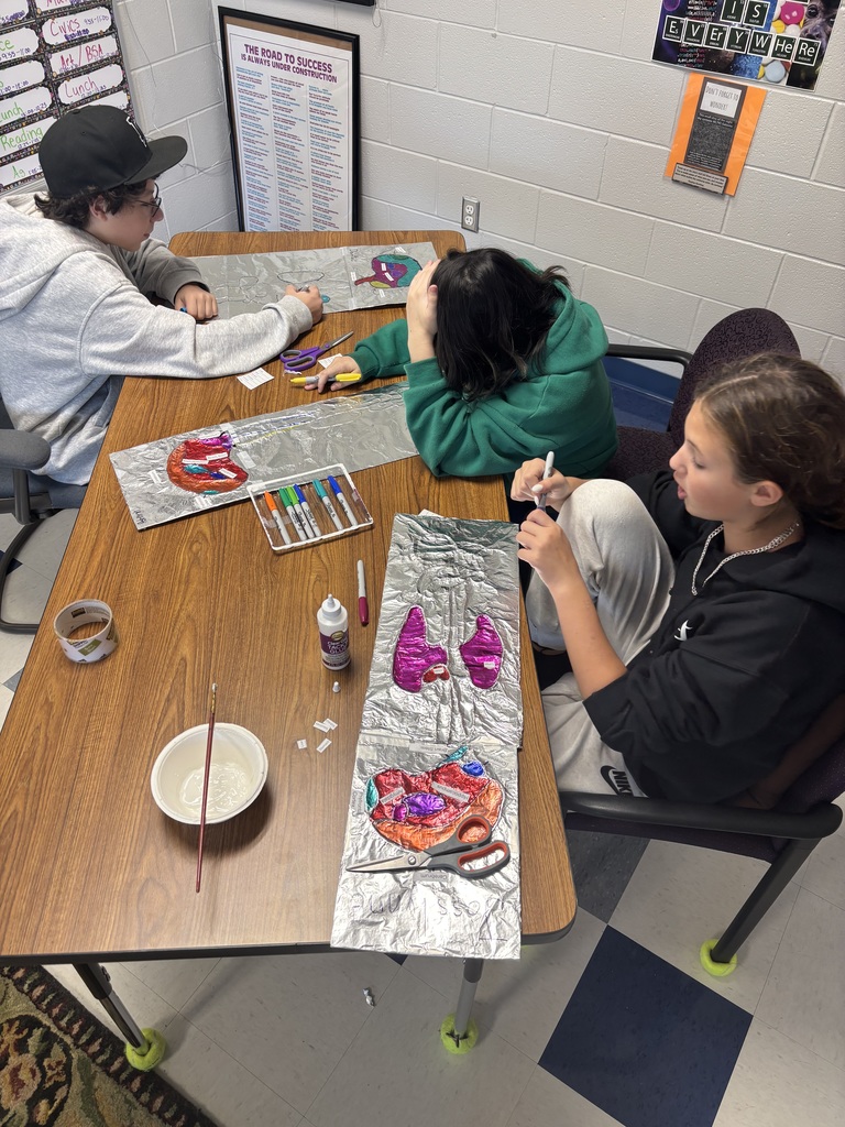 8th grade students creating brain models