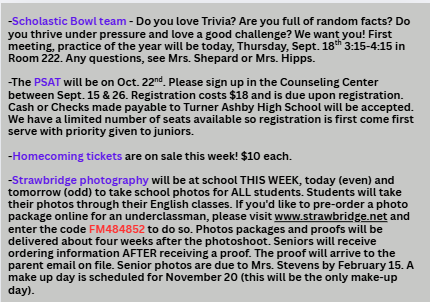 TAHS Daily Newsletter