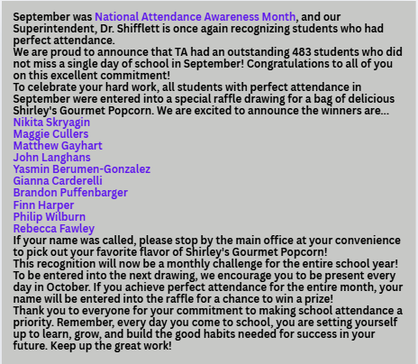 TAHS Daily Newsletter