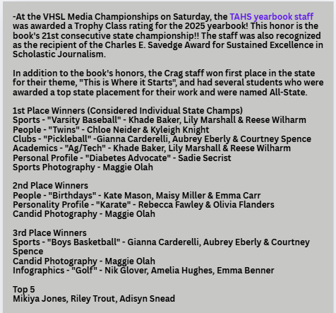 TAHS Daily Newsletter