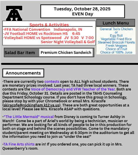 TAHS Daily Newsletter