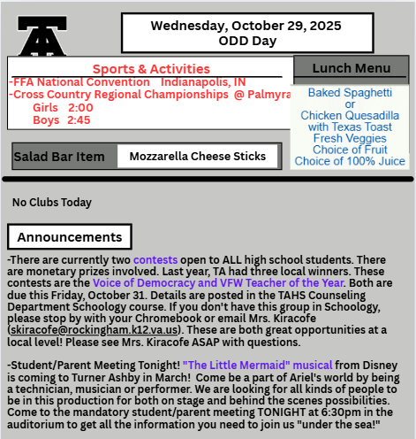 TAHS Daily Newsletter