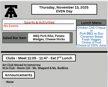 TAHS Daily Newsletter