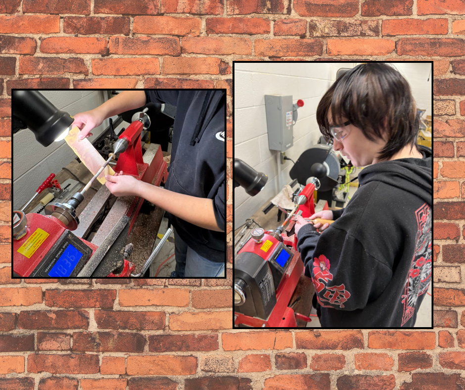 Students working in the shop
