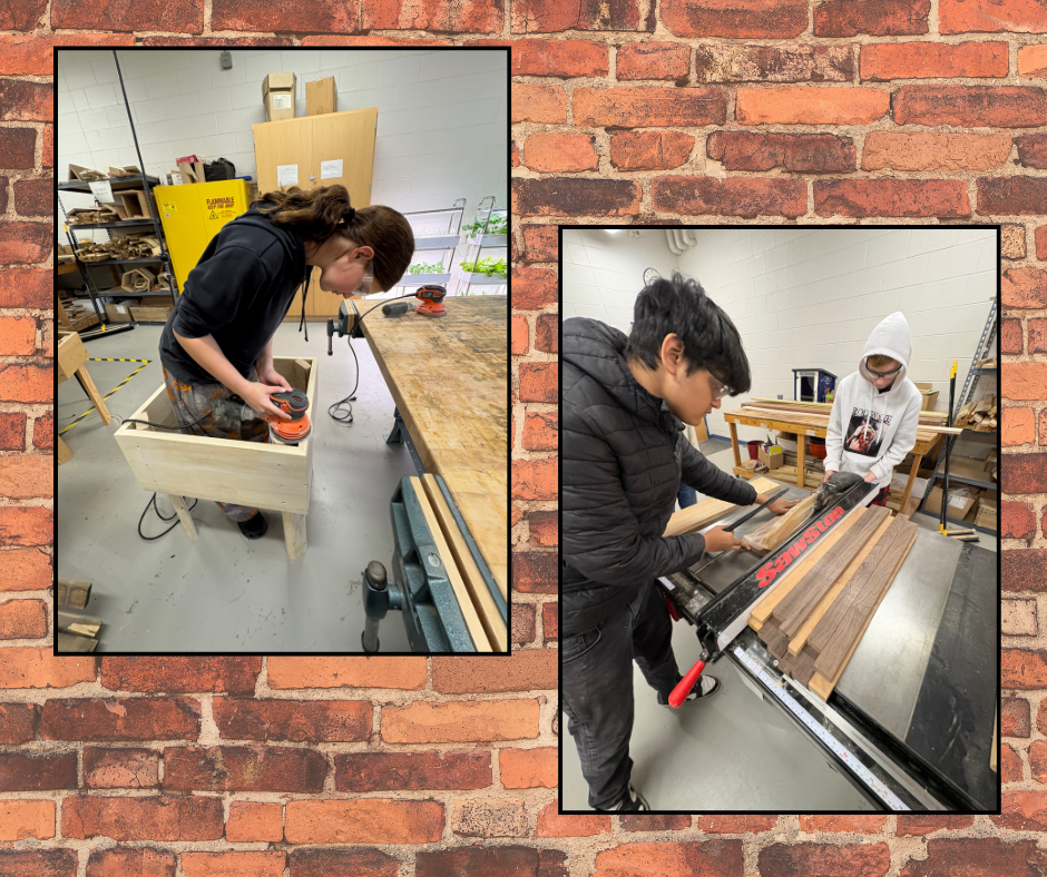 Students working in the shop
