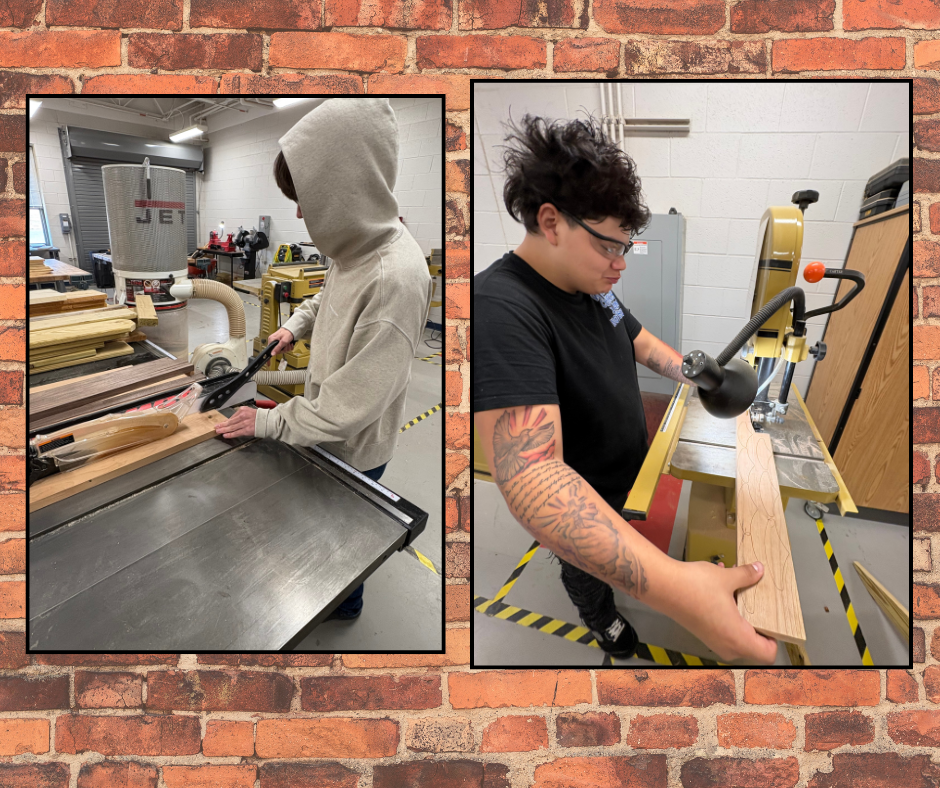 Students working in the shop