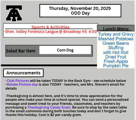 TAHS Daily Newsletter